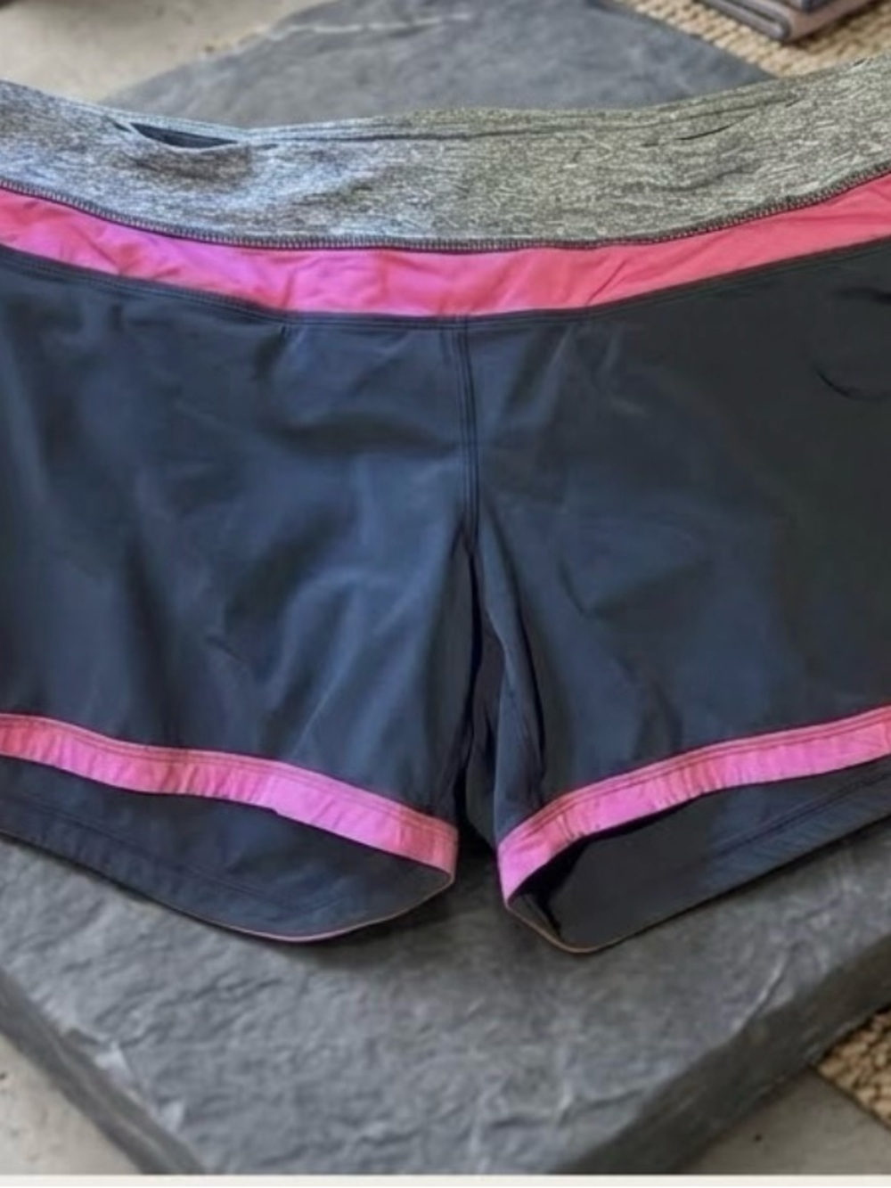 Lululemon Women’s Black Athletic Shorts with Pink Trim